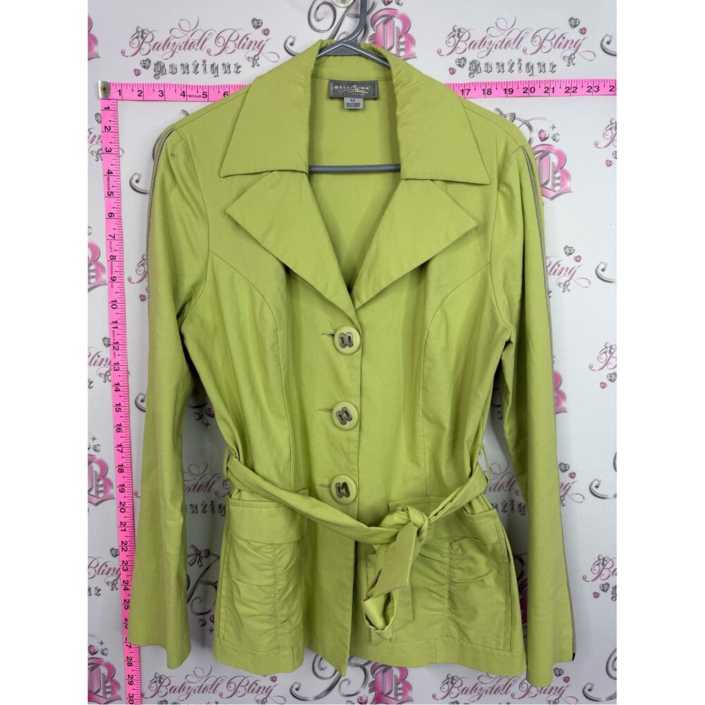 Bellissima blazer jacket vintage style belted Lime Green Belted Blazer Jacket